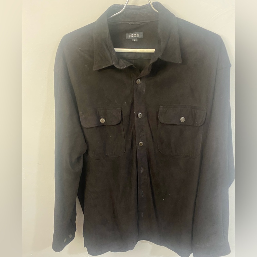 Barney’s New York large leather shirt button down long sleeve great condition